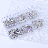 Mixed Sizes 6 Grid Box Starry Sky Glass FlatBack Rhinestones For Nail Art  Silver Back WholesaleRhinestone